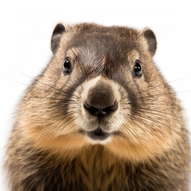 There is a close up of a groundhog looking at the camera generative ai