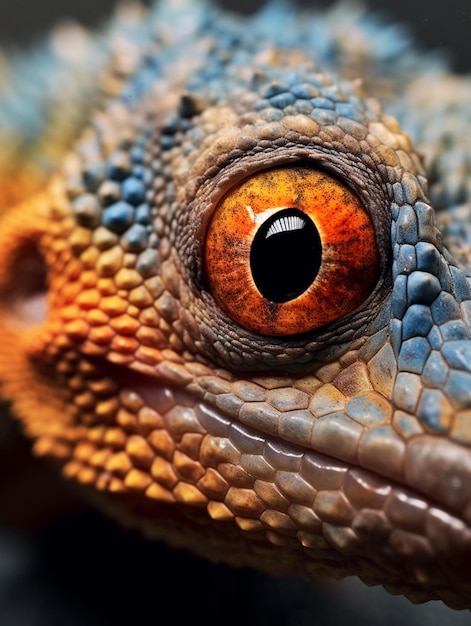 there is a close up of a lizards eye with a black background generative ai