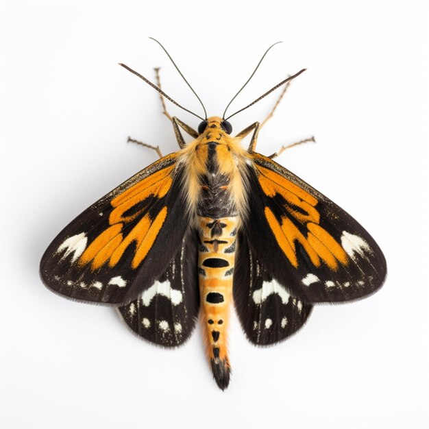 There is a close up of a moth on a white surface generative ai
