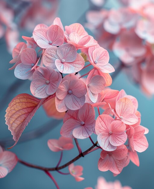 there is a close up of a pink flower with leaves generative ai