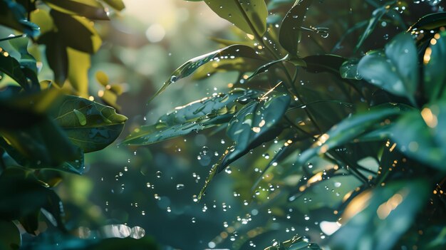 there is a close up of a plant with water droplets on it generative ai