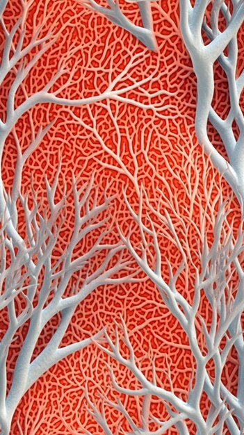 Foto c'è un primo piano di un albero rosso e bianco generativo ai