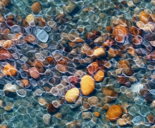 Foto c'è un primo piano di una roccia nell'acqua generativa ai