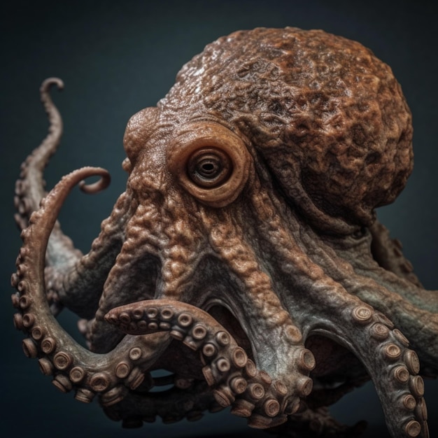 There is a close up of a sculpture of an octopus generative ai