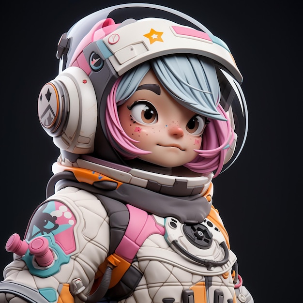 there is a close up of a toy of a girl in a space suit generative ai