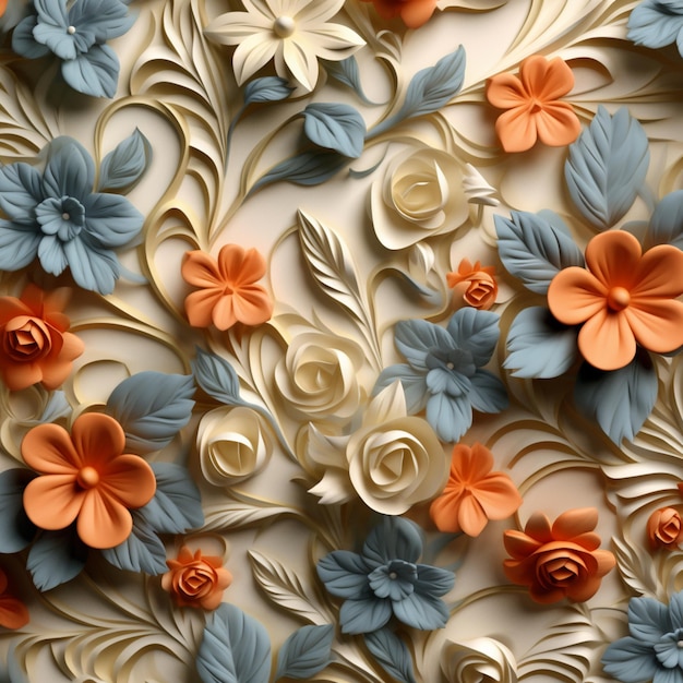 there is a close up of a wall with paper flowers generative ai