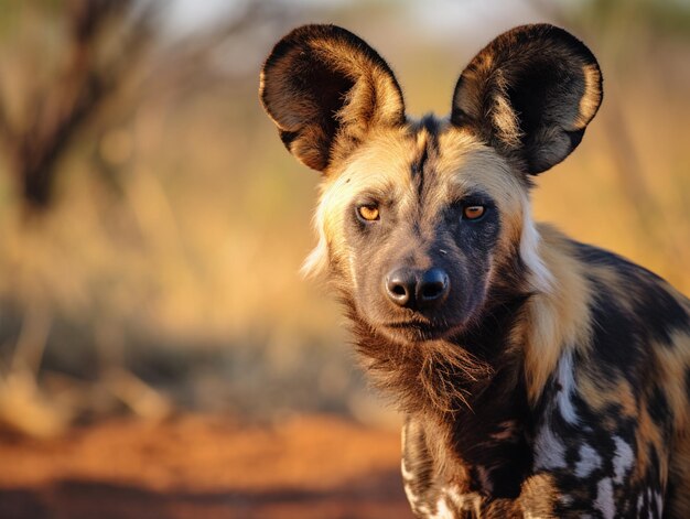 Photo there is a close up of a wild dog with a very big ear generative ai