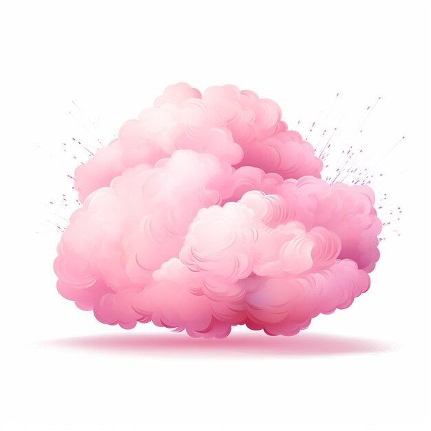 Foto c'è una nuvola con vernice rosa su di essa su uno sfondo bianco generativo ai