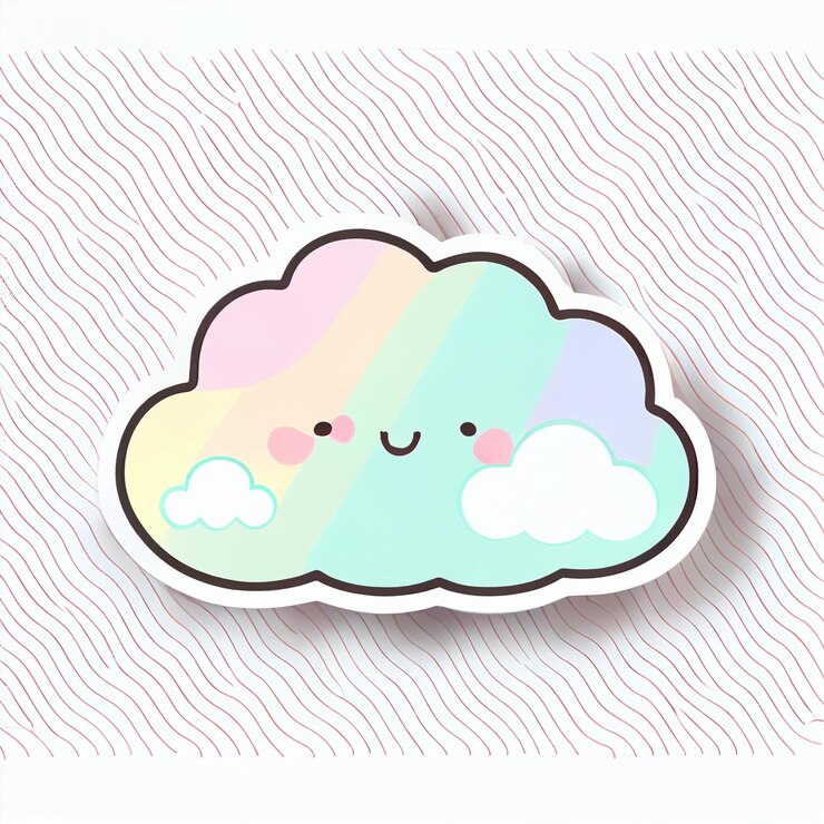 Photo 虹の雲が白い背景に描かれている