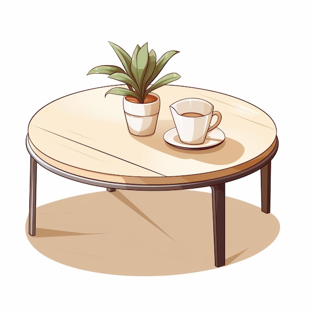 Foto c'è una tazza di caffè e un piatto su un tavolo generativo ai