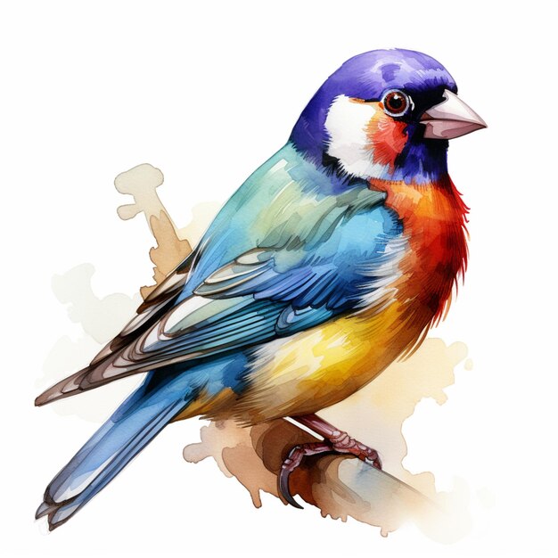 there is a colorful bird sitting on a branch of a tree generative ai