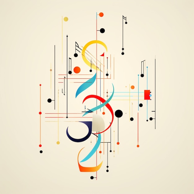 Foto there is a colorful design with musical notes and musical notes generative ai