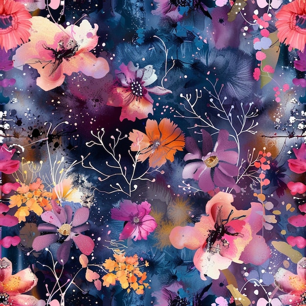 there is a colorful floral pattern with many different colors generative ai