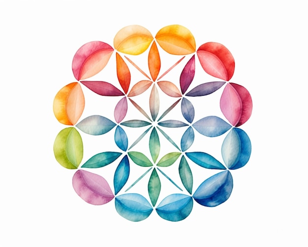 there is a colorful flower made of many petals in a circle generative ai