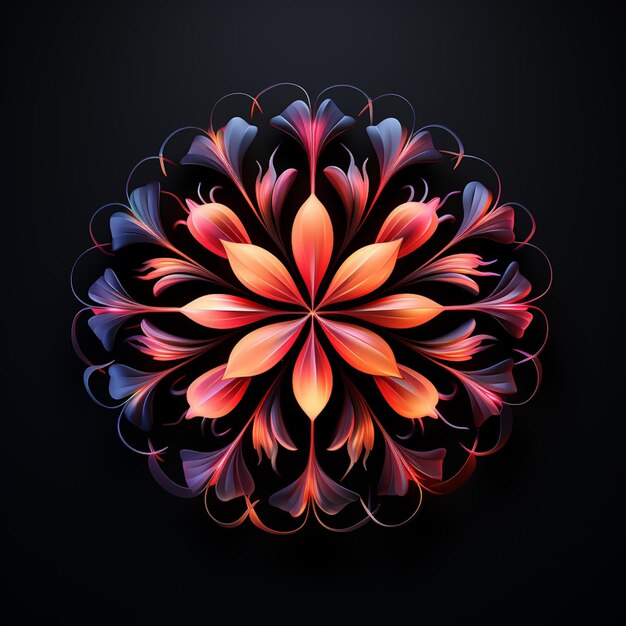 there is a colorful flower that is on a black background generative ai