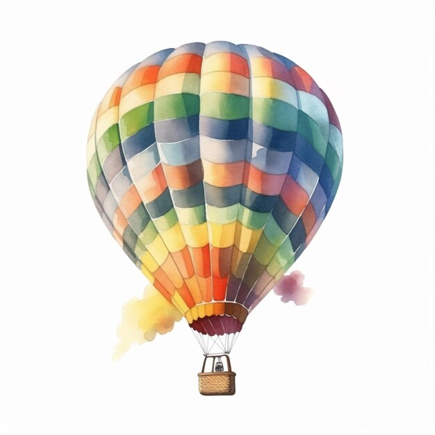 There is a colorful hot air balloon flying in the sky generative ai