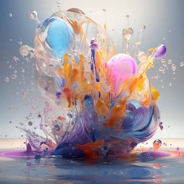 there is a colorful liquid splashing on the surface of the water generative ai