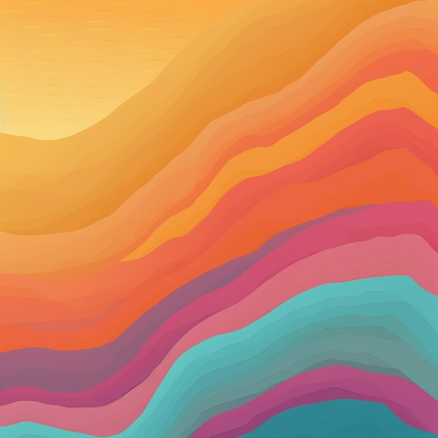 There is a colorful painting of a wave pattern on a wall generative ai