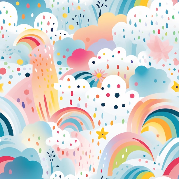 There is a colorful pattern of clouds and rainbows in the sky generative ai