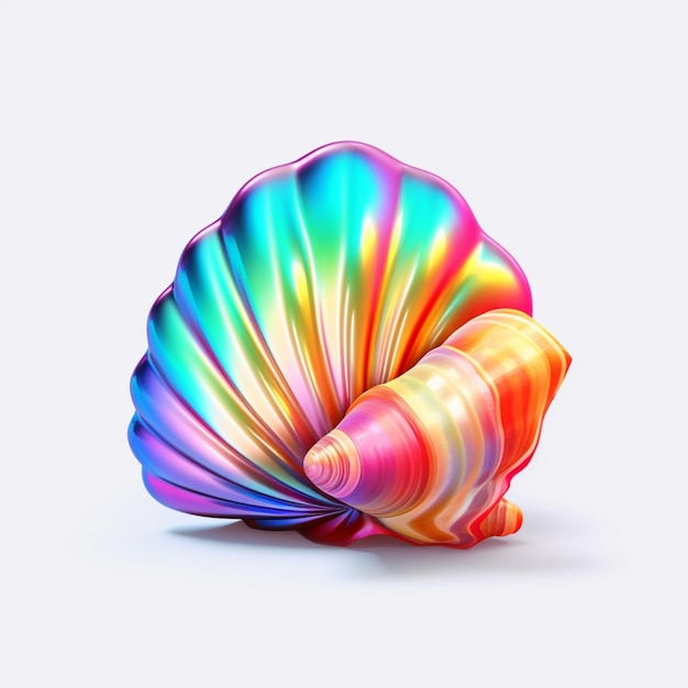 Photo there is a colorful shell on a white surface generative ai