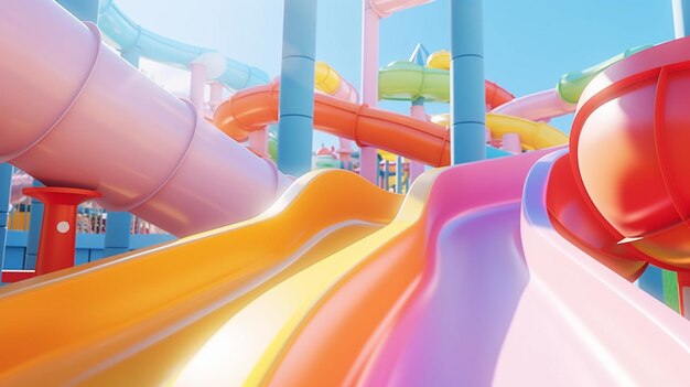 There is a colorful slide going down a hill in a park generative ai