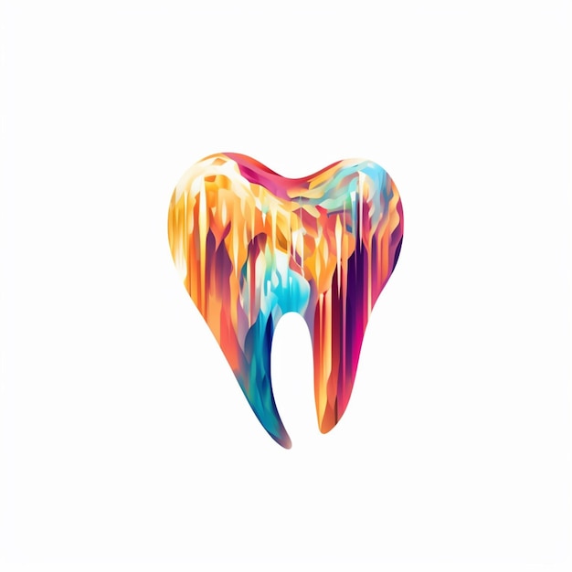 Photo there is a colorful tooth with a toothbrush on it generative ai