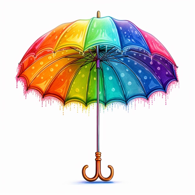 there is a colorful umbrella with a lot of drops of paint generative ai