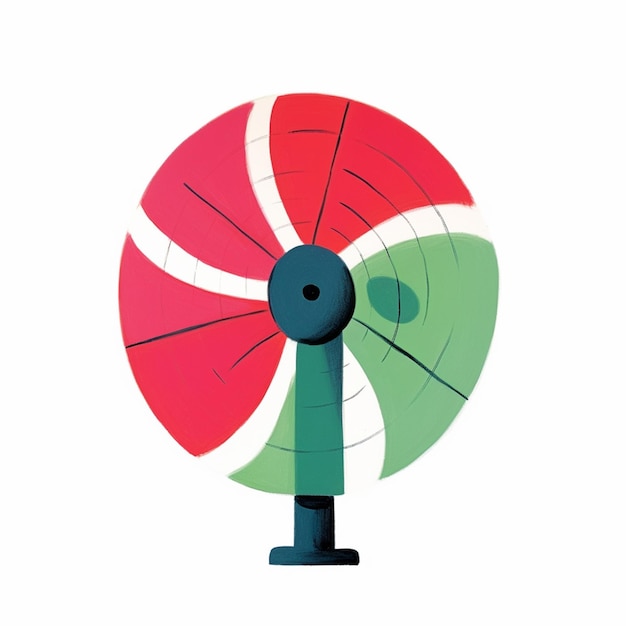 there is a colorful wind spin with a green base and red blades generative ai