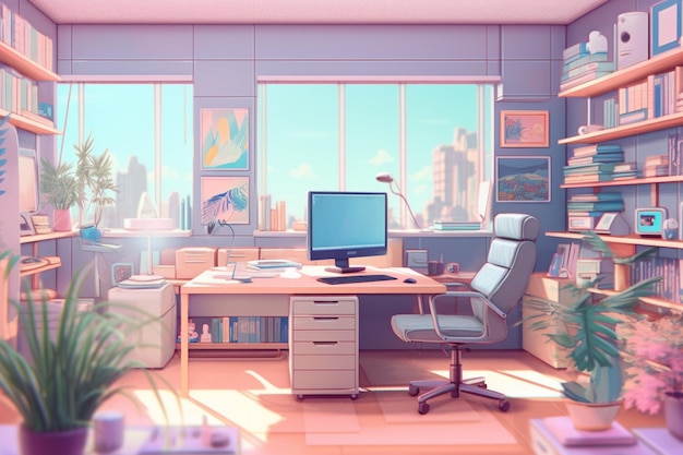 HD wallpaper: Anime, Original, Chair, Computer, Pen, Room | Wallpaper Flare