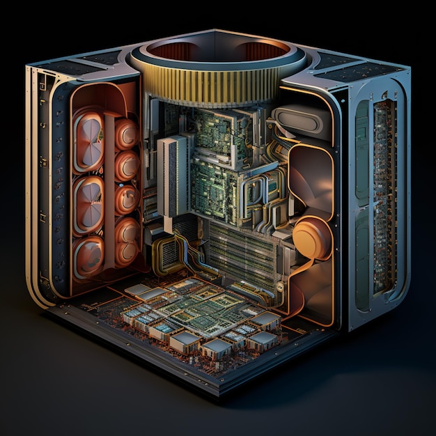 there is a computer inside of a small case with a circuit board generative ai