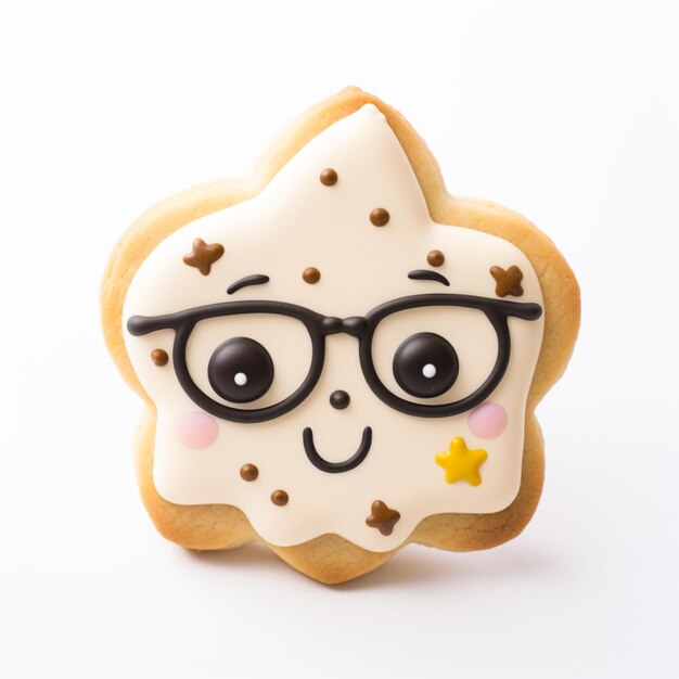 Photo there is a cookie with a face and glasses on it generative ai