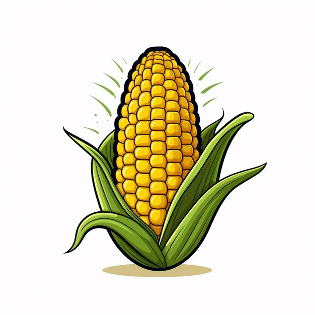 Photo there is a corn on the cob with leaves on it generative ai
