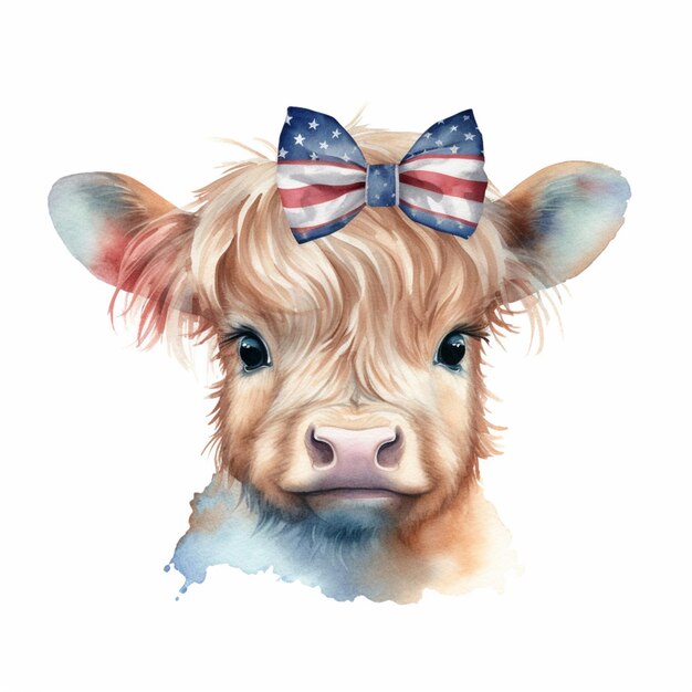 There is a cow with a bow on its head generative ai