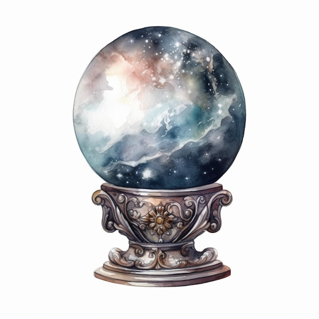 There is a crystal ball with a sky inside of it generative ai