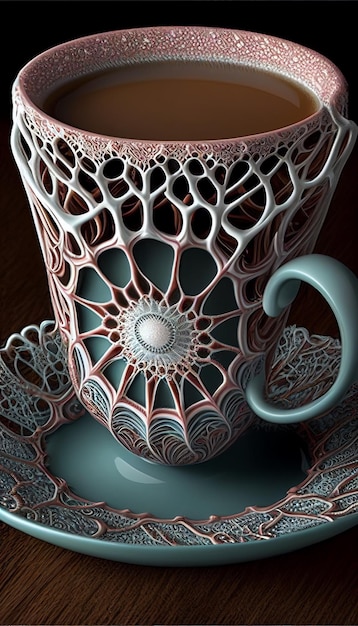 There is a cup of coffee on a saucer on a table generative ai