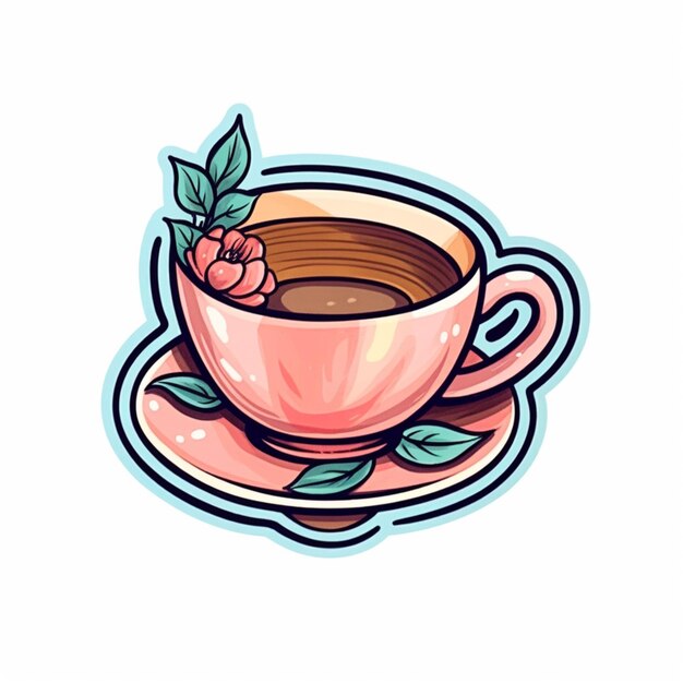 There is a cup of coffee with a flower on it generative ai