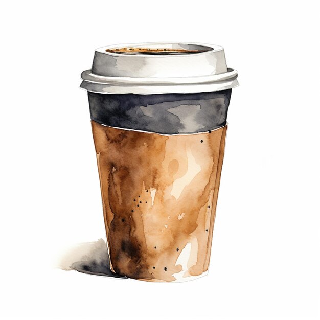 there is a cup of coffee with a lid on a white background generative ai