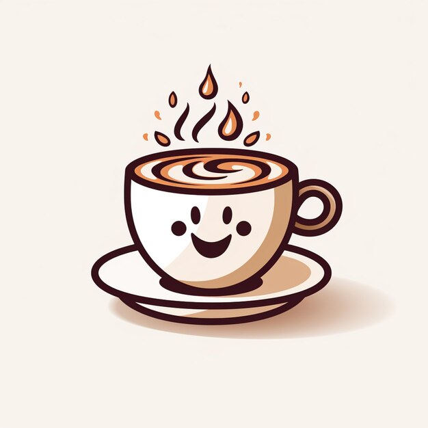 there is a cup of coffee with a smiling face on it generative ai