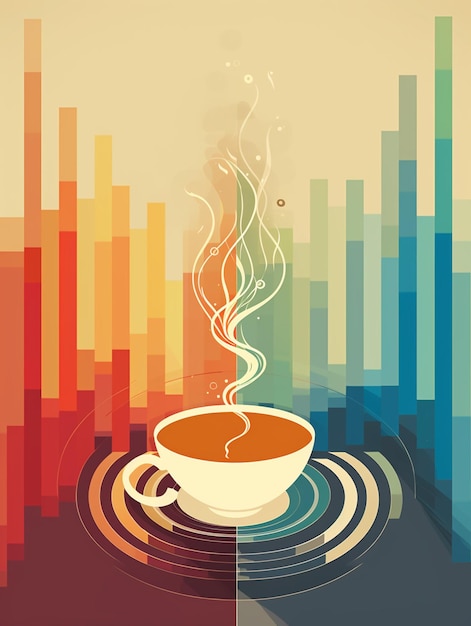 Photo there is a cup of coffee with a swirl coming out of it generative ai