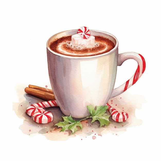 Premium AI Image There is a cup of hot chocolate with candy canes and