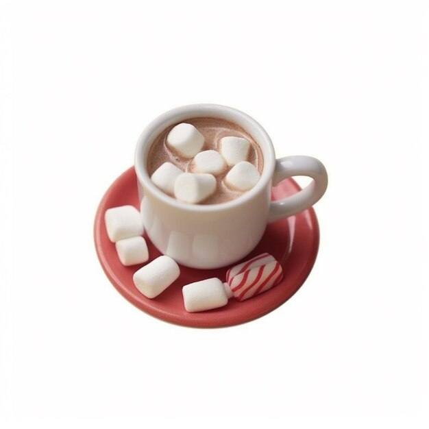 Photo there is a cup of hot chocolate with marshmallows on a saucer generative ai