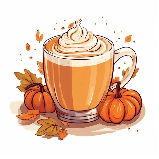 Photo there is a cup of pumpkin spice coffee with whipped cream generative ai