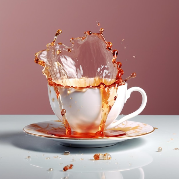 There is a cup with liquid in it on a saucer generative ai