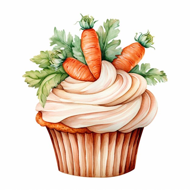 There is a cupcake with carrots on top of it generative ai