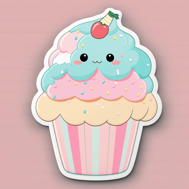 there is a cupcake with a cherry on top of it generative ai