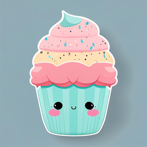 there is a cupcake with a pink frosting and a green top generative ai