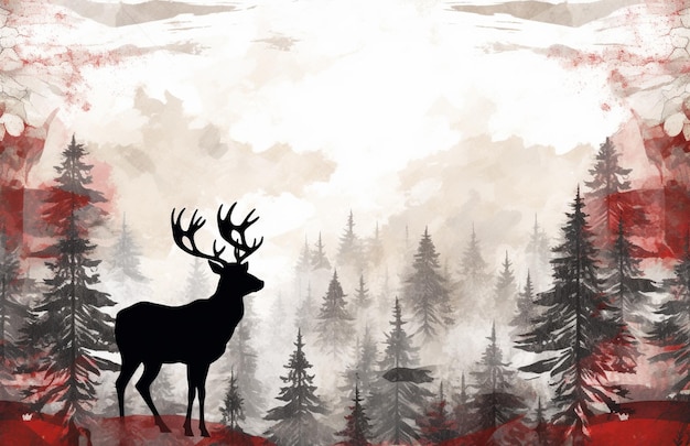 there is a deer standing in the middle of a forest generative ai