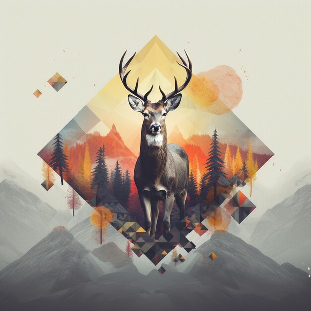 There is a deer that is standing in the middle of a mountain generative ai