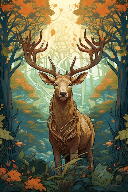 there is a deer that is standing in the woods generative ai