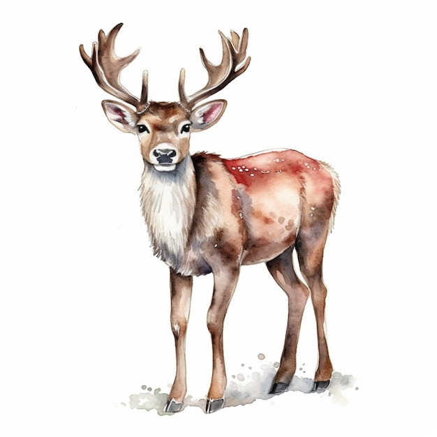 There is a deer with a red spot on its face generative ai